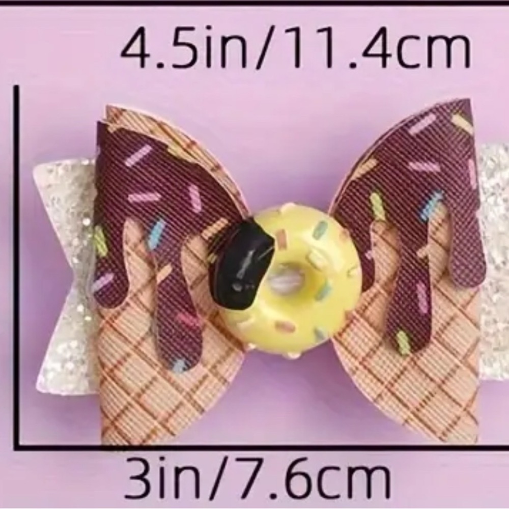 Adorable Bowknot Ice Cream Donut Hair Clip - Picture 2 of 4